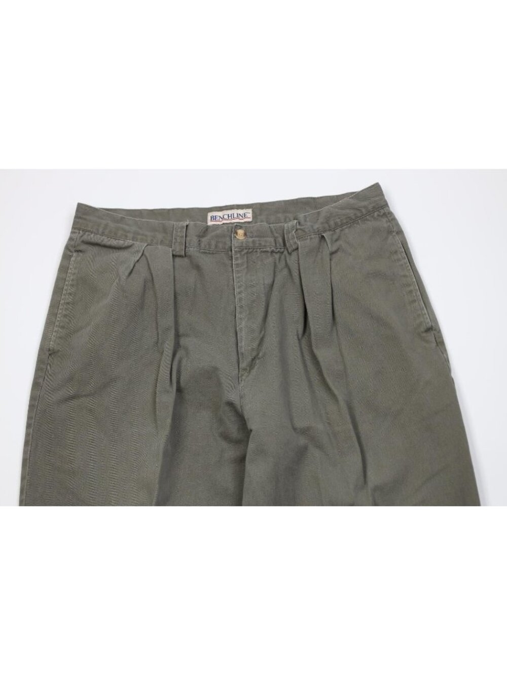 Vtg 90s Streetwear Mens 34x29 Faded Relaxed Fit Pleated Chino Pants Green Cotton - Picture 2 of 13